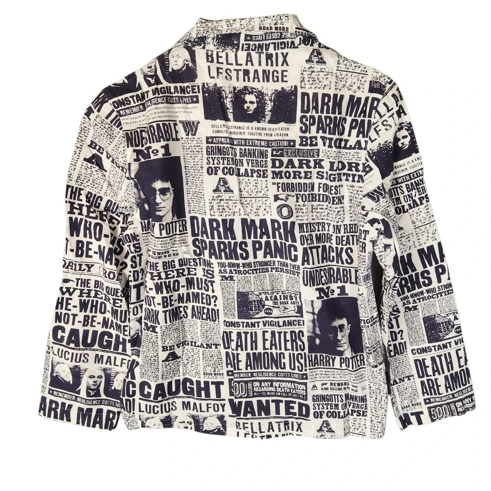 PBteen Harry Potter Pajama Set Unisex Medium Daily Prophet Newspaper Print